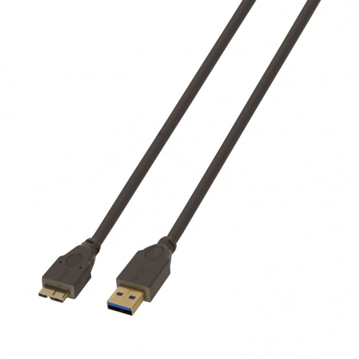 Imagine Cablu USB 3.0 la micro USB-B T-T 1m, Lindy L41866-1