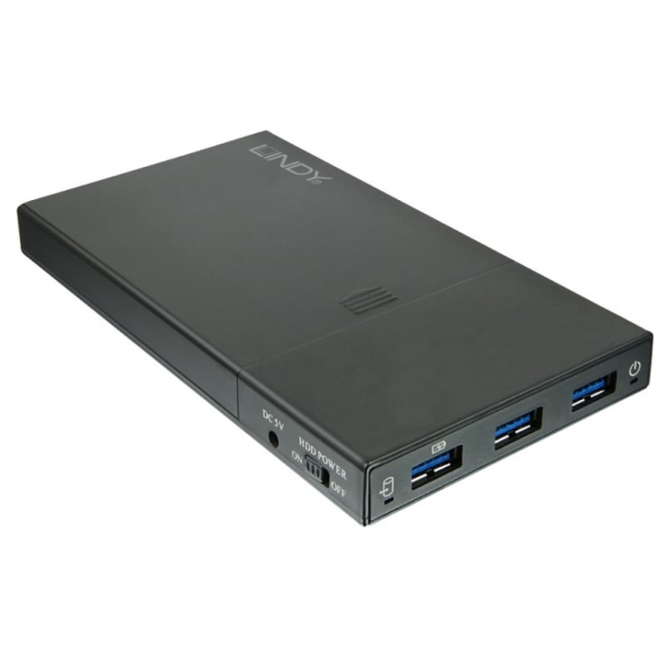 Imagine Rack extern 2.5" USB 3.1 la SATA cu HUB 3 porturi, Lindy L43199