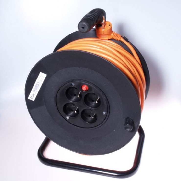 Imagine Cablu prelungitor cu tambur 4 prize Schuko 230V 50m Orange, ppb-01-50