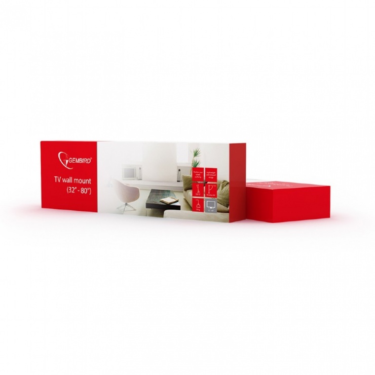Imagine Suport de perete pentru TV 32" - 80'', Gembird WM-80RT-01