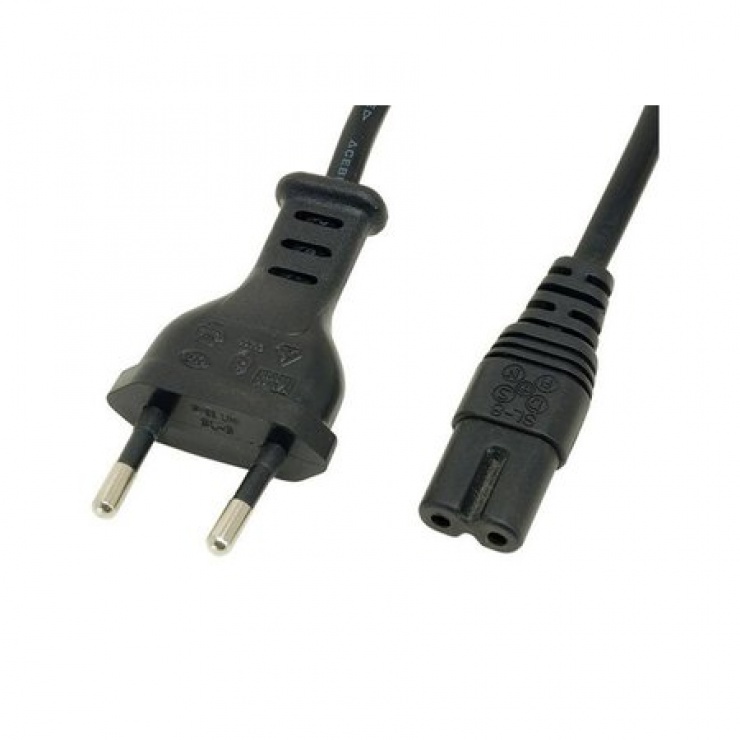 Imagine Cablu alimentare Euro la IEC C7 (casetofon) 2 pini 1.8m, Gembird PC-184/2