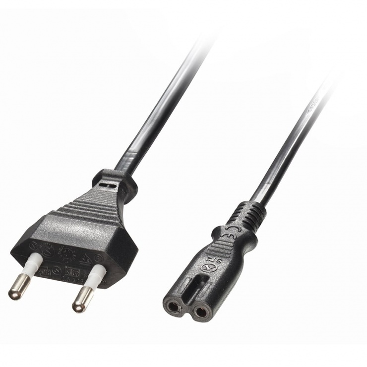 Imagine Cablu de alimentare 2 pini (casetofon) IEC C7 la Euro 2m, Lindy L30466