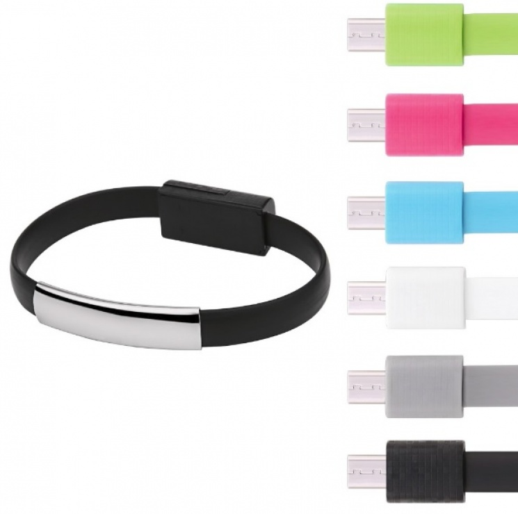 Imagine Cablu tip bratara micro USB-B la USB-A 0.2m Alb