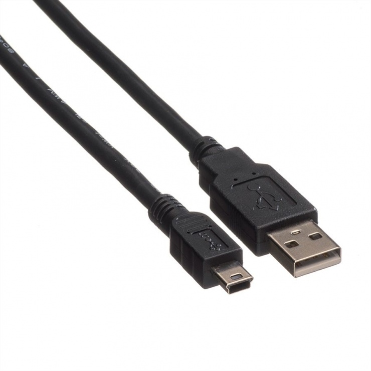 Imagine Cablu USB-A la mini USB 5 pini 1.8m, Roline 11.02.8719