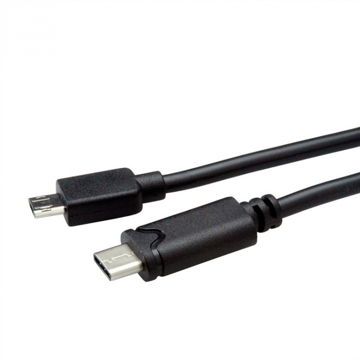 Imagine Cablu micro USB 2.0 reversibil la USB tip C 3m T-T negru, Roline 11.02.8781-2