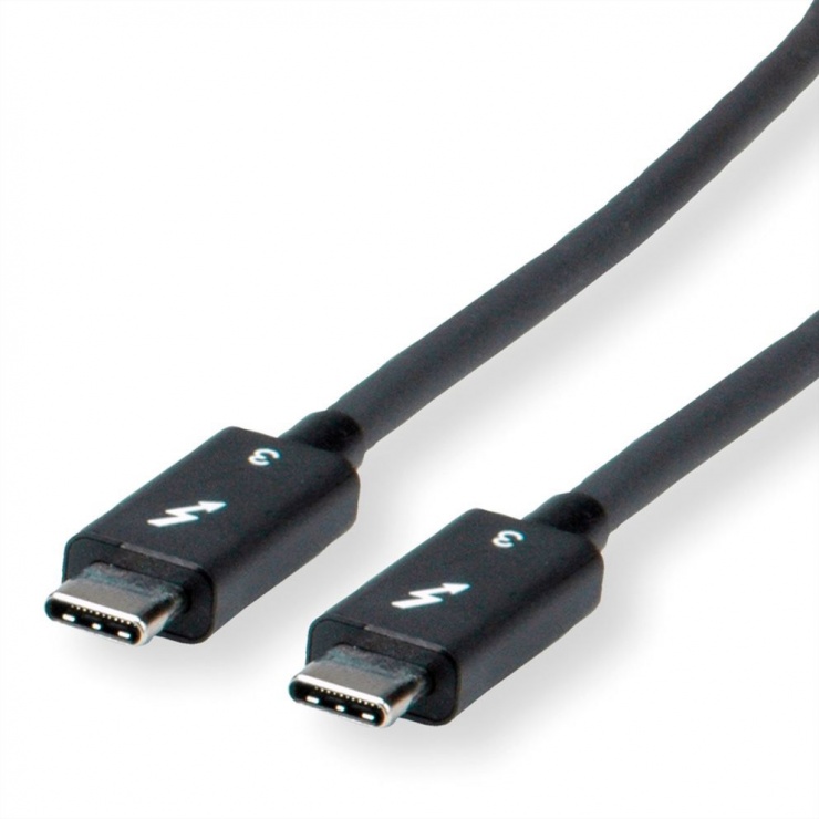 Imagine Cablu Thunderbolt 3 40Gb 5A T-T Negru 0.5m, Roline 11.02.9040-1