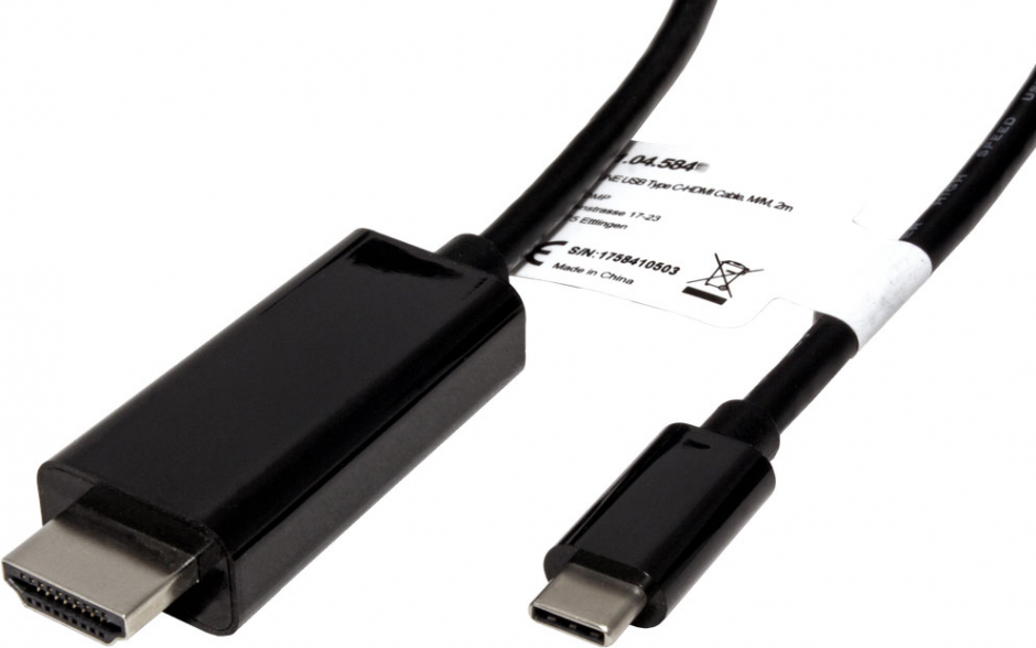 Imagine Cablu USB tip C la HDMI 4K@60 Hz T-T 3m Negru, Roline 11.04.5842-3