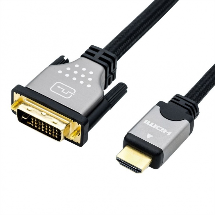 Imagine Cablu HDMI la DVI-D 24+1 pini T-T 1.5m, Roline 11.04.5876