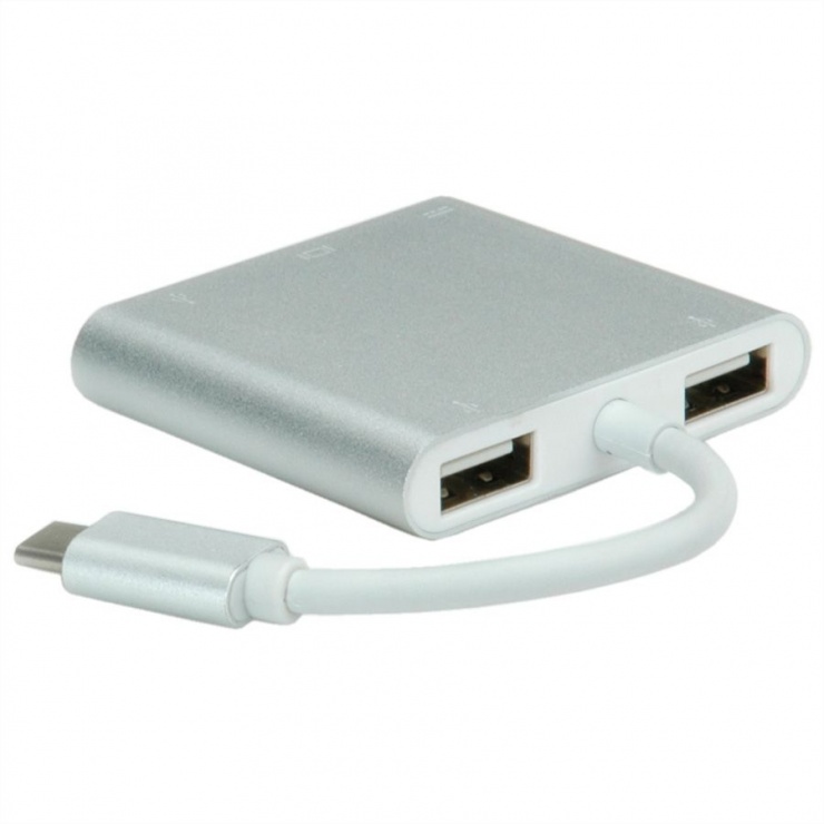 Imagine Adaptor USB 3.1 tip C la 1 x HDMI, 1 x USB 3.0, 1 x conector alimentare (PD), Roline 12.02.1131