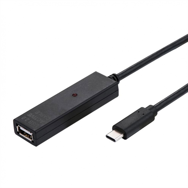 Imagine Cablu activ USB-C 2.0 la USB-A T-M 10m Negru, Value 12.99.1112
