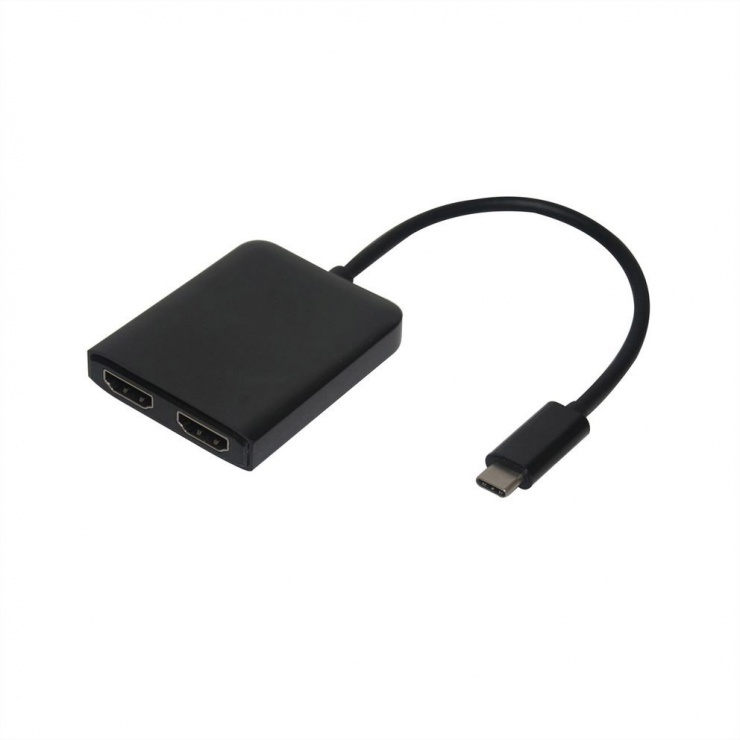Imagine Adaptor USB tip C la 2 x HDMI T-M Negru, Value 12.99.1132