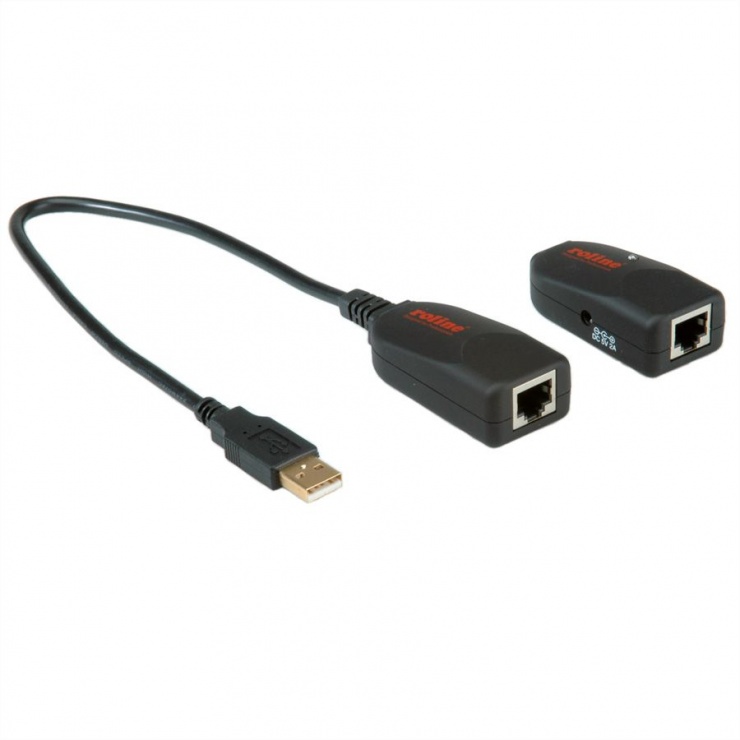 Imagine Cablu prelungitor USB 2.0 prin RJ45 max. 50m, Roline 12.04.1100-2