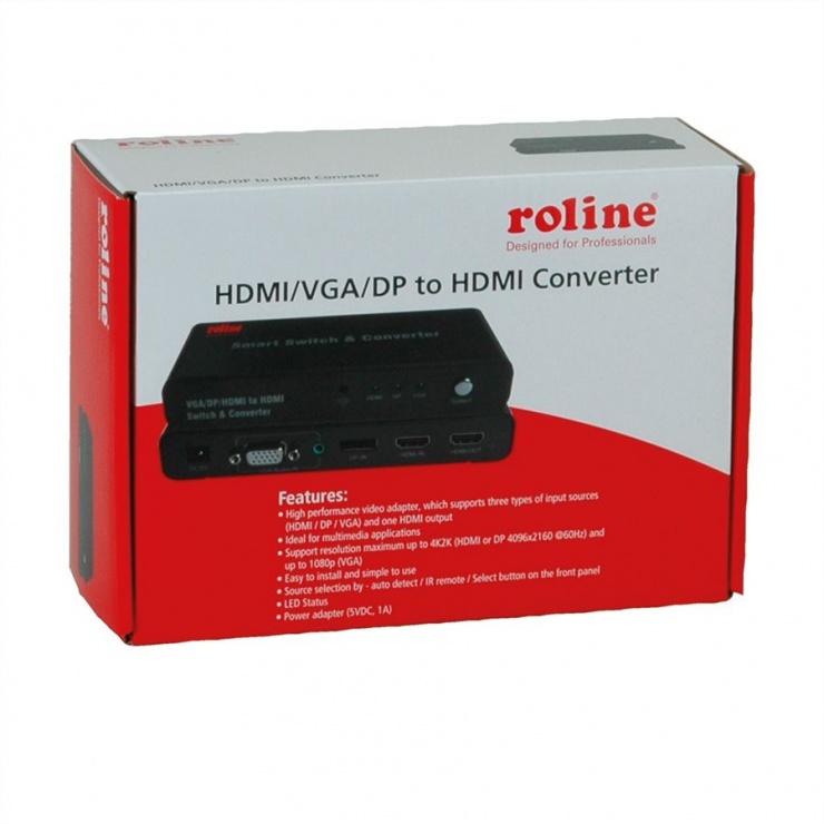 Imagine Switch HDMI / VGA / DP la HDMI, Roline 14.01.3568