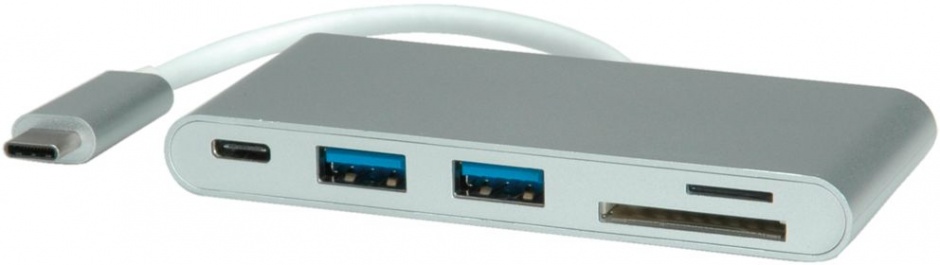 Imagine Hub USB tip C 3.1 + 2 x USB-A si alimentare (PD) + slot micro SD/SD, Roline 15.08.6257