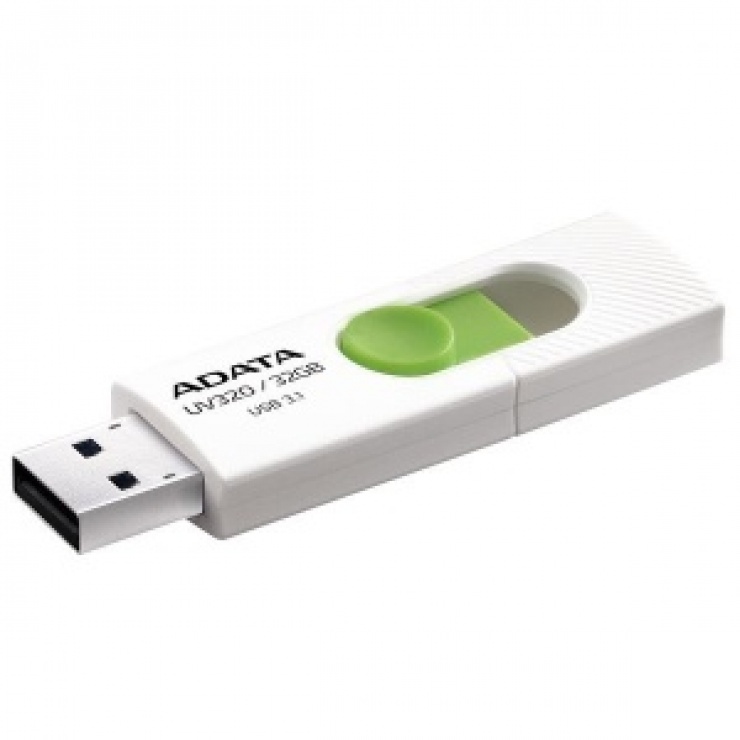 Imagine Stick USB 3.1 retractabil UV320 32GB Alb/verde, A-DATA