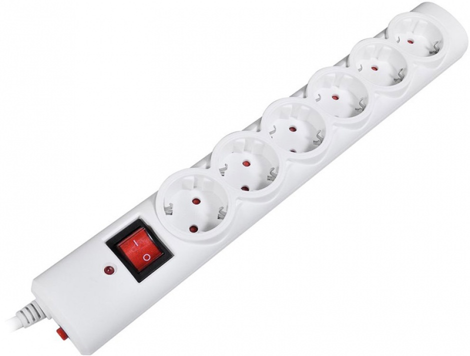 Imagine Prelungitor cu protectie 6 prize Schuko 1.5m Alb Switch ON/OFF, Value 19.99.1071-1