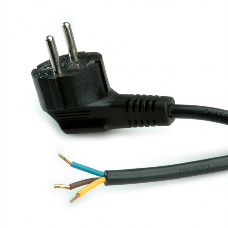 Imagine Cablu de alimentare Schuko cu fire deschise 1.8m negru, Roline 19.08.1110