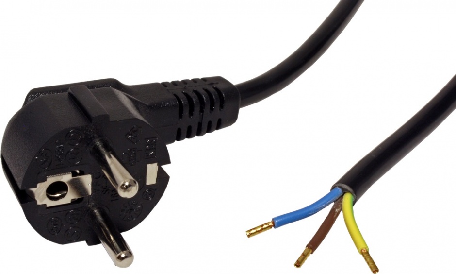Imagine Cablu de alimentare Schuko cu fire deschise 3m negru, Roline 19.08.1111-1