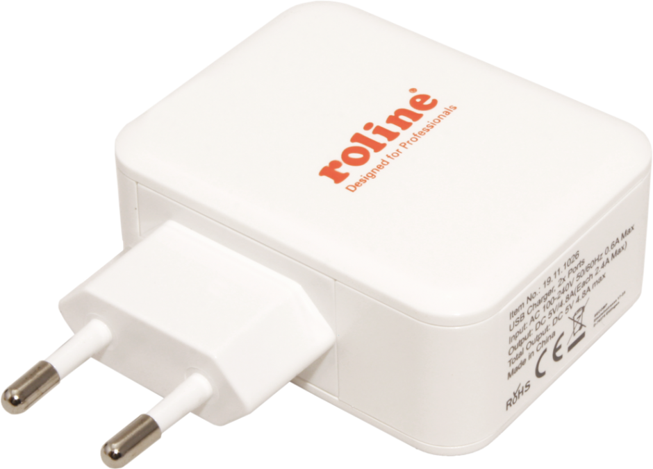 Imagine Incarcator priza cu 2 x USB 4.8A, Roline 19.11.1026-2