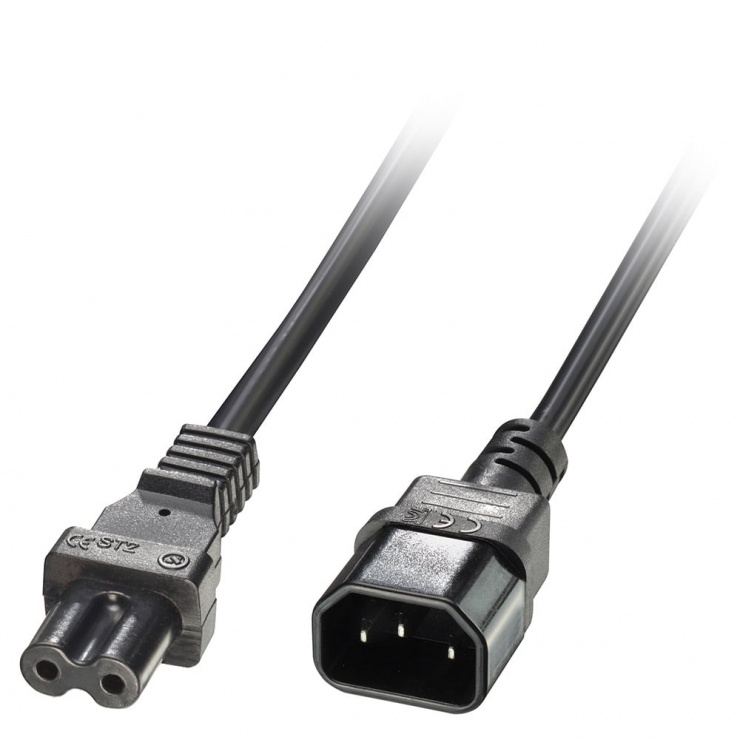 Imagine Cablu de alimentare IEC C14 la IEC C7 (casetofon) 1m negru, Lindy L30311