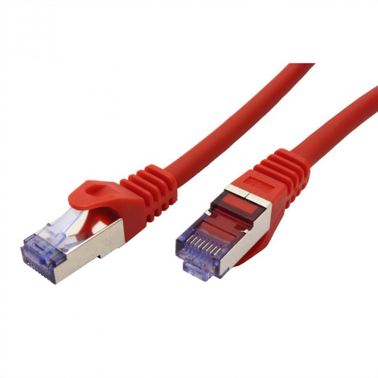 Imagine Cablu de retea S/FTP Cat.6A, Component Level, LSOH Rosu 0.3m, Roline 21.15.2971