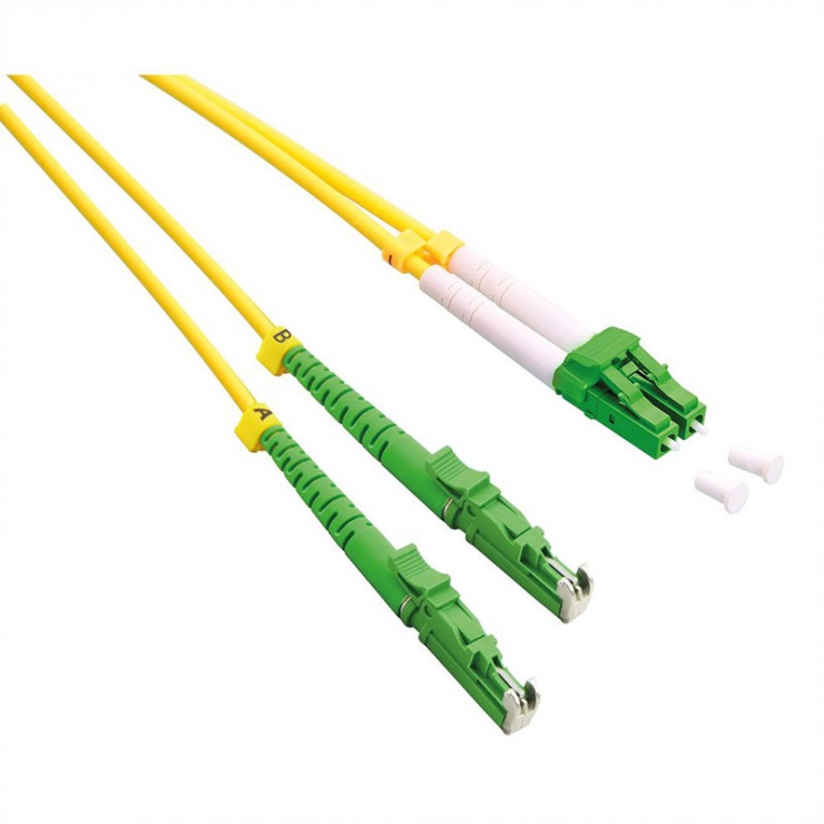 Imagine Cablu fibra optica Jumper Duplex OS2 LSH - LC APC Polish, LSOH, Galben 3m, Roline 21.15.9483