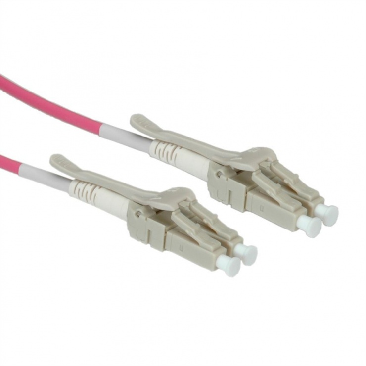 Imagine Cablu fibra optica LC - LC OM4 conector Low Loss pentru Data Center 5m violet, Roline 21.15.8875