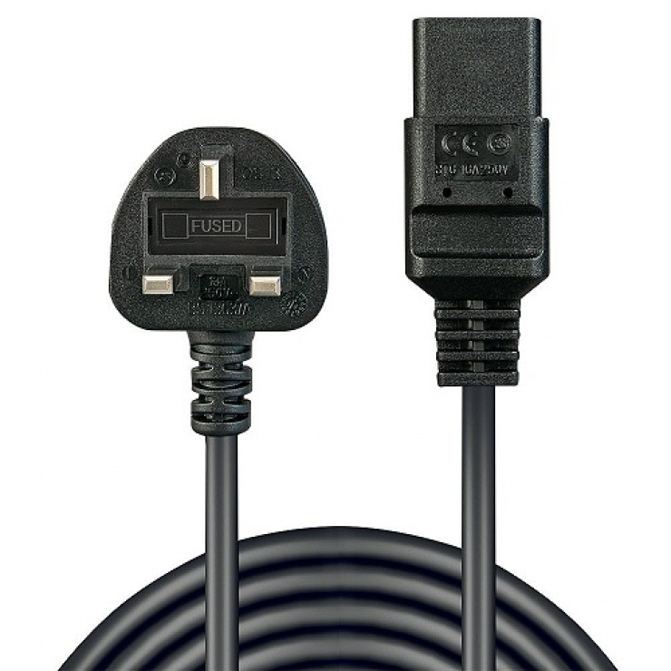 Imagine Cablu de alimentare UK 3 pini la IEC C19 2m Negru, Lindy L30459