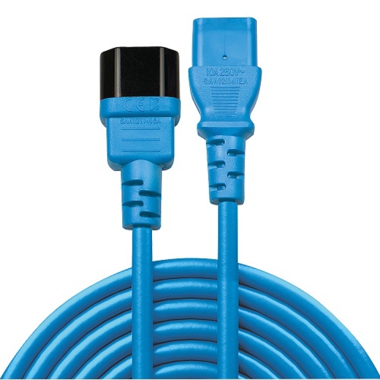 Imagine Cablu prelungitor alimentare IEC C13 - C14 0.5m Bleu, Lindy L30470-1