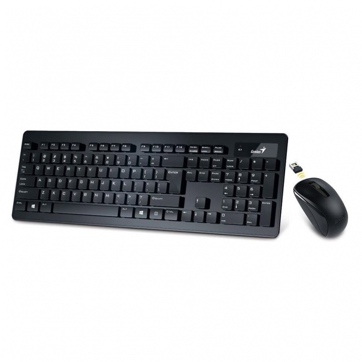 Imagine Kit tastatura chocolate si mouse wireless SlimStar 8005 Negru, Genius 