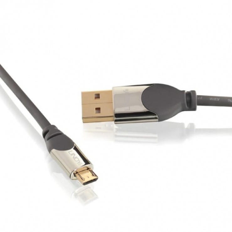 Imagine Cablu USB 2.0 la micro USB-B CROMO 3m T-T, Lindy L41596-1