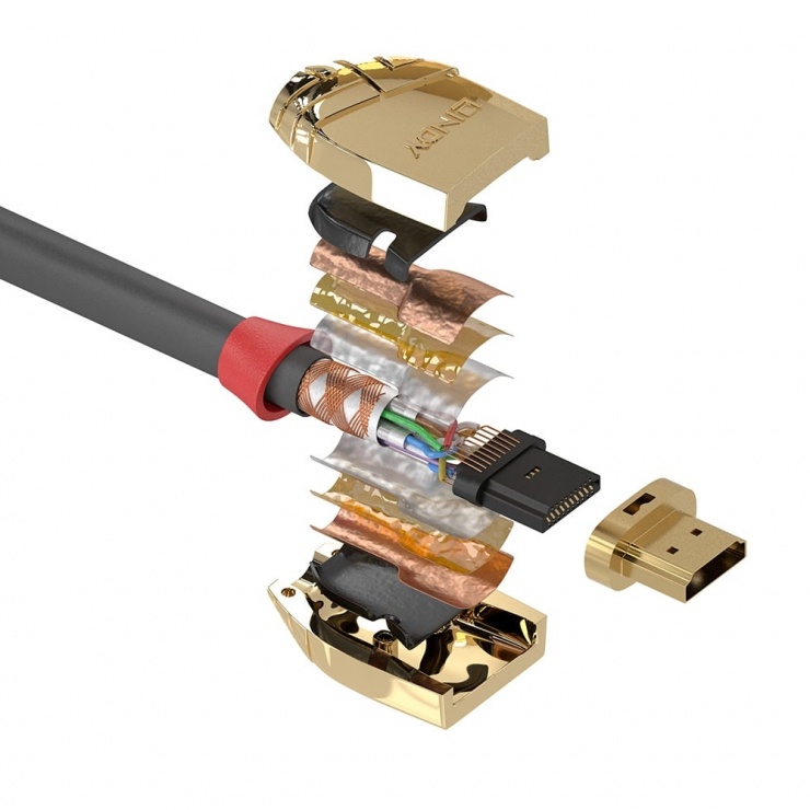 Imagine Cablu HDMI UHD 4K Gold Line 5m T-T, Lindy L37864-2