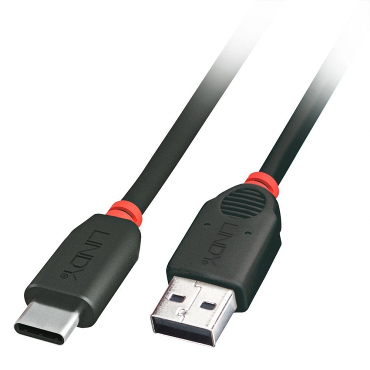 Imagine Cablu USB 2.0 tip A la tip C T-T 3m Negru, Lindy L41888