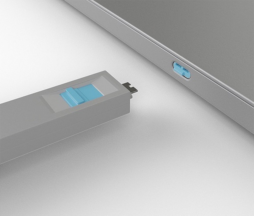 Imagine Set 4 bucati Port Blocker USB tip C/Thunderbolt 3 + cheie Albastru, Lindy L40465-3