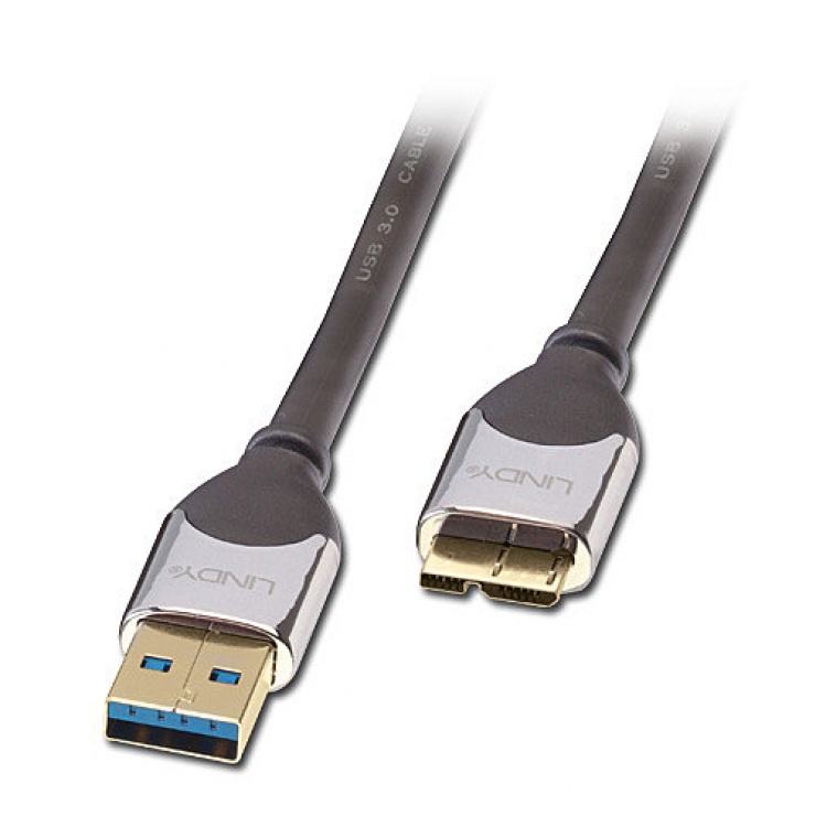 Imagine Cablu USB 3.0 la micro-B T-T CROMO 2m, Lindy L41619