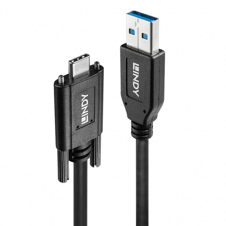 Imagine Cablu USB 3.1-A la USB-C 3.1 cu surub T-T 1m negru, Lindy L41879