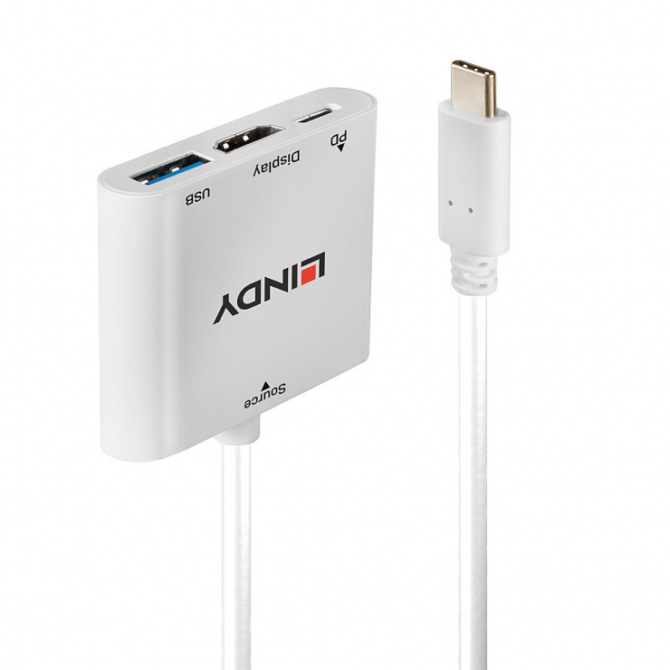 Imagine Adaptor USB-C la HDMI 4K@30Hz + 1 x USB-A + alimentare PD, Lindy L43274