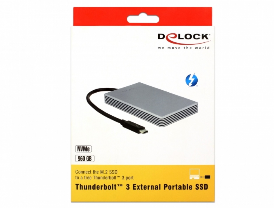 Imagine SSD Thunderbolt 3 extern portabil M.2 PCIe NVMe 960 GB, Delock 54061