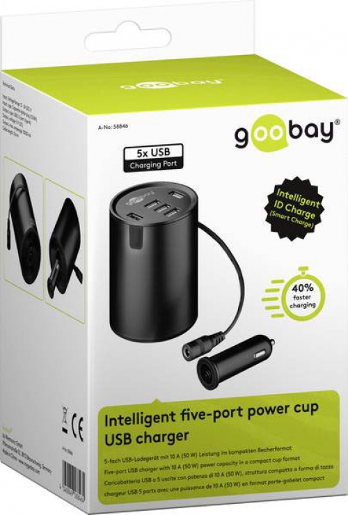 Imagine Incarcator auto cu 5 x USB 10A, Goobay 58846-3