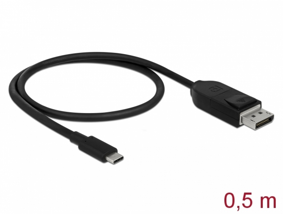 Imagine Cablu bidirectional USB-C la Displayport (DP Alt Mode) 8K 60Hz T-T 0.5m Negru - Certificat DP 8K-2