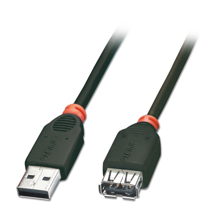 Imagine Cablu prelungitor USB 2.0 T-M 5m negru, Lindy L41775