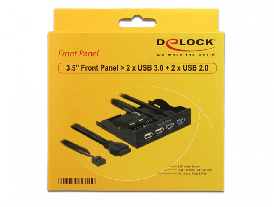 Imagine Front Panel 3.5" la 2 x USB 3.0 + 2 x USB 2.0, Delock 62701