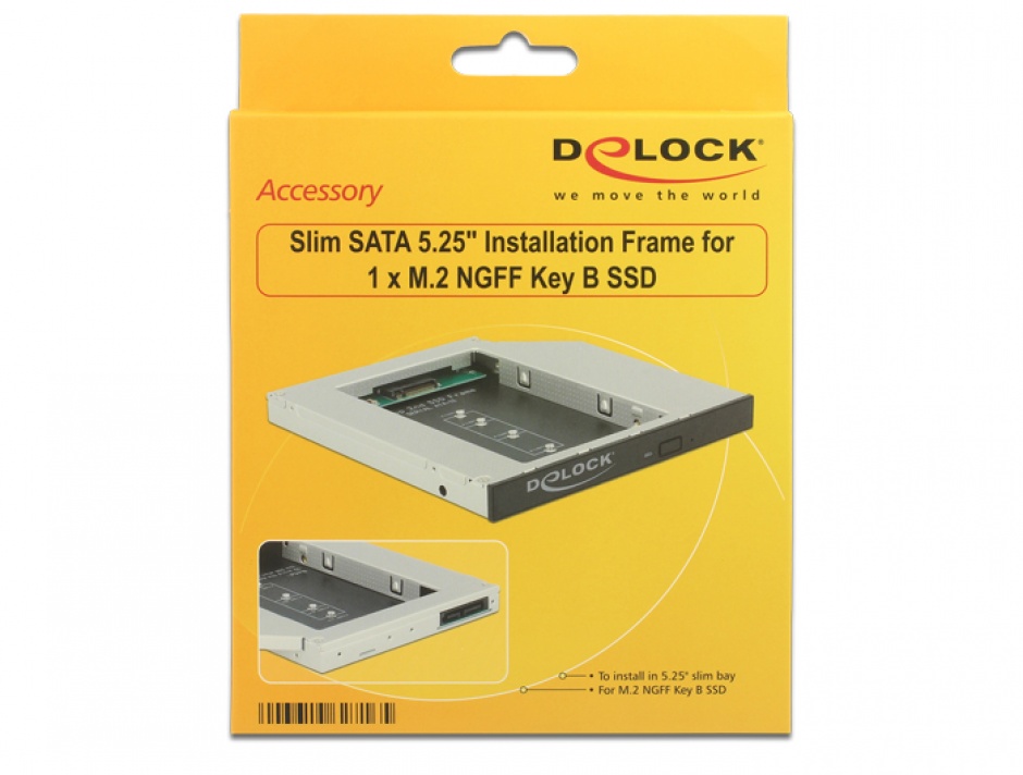 Imagine Installation frame (caddy) Slim SATA 5.25" pentru 1 x M.2 SSD Key B, Delock 62716