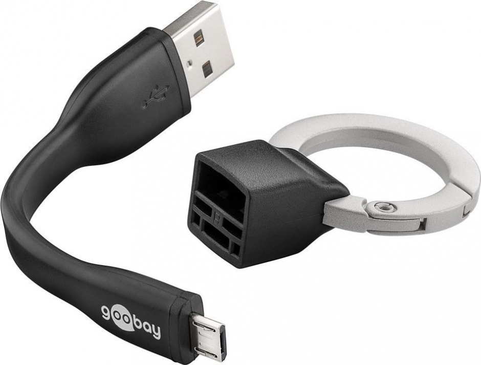 Imagine Breloc cablu date si incarcare micro USB 0.085m, Goobay 71810