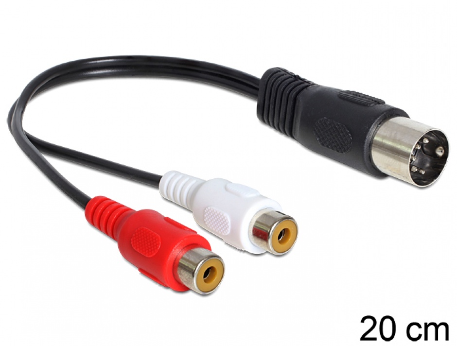 Imagine Cablu DIN 5 pini la 2 x RCA T-M 0.2m, Delock 84491