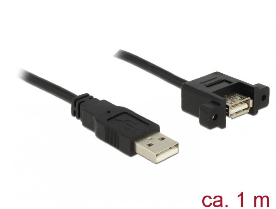 Imagine Cablu USB 2.0-A la USB 2.0-A panel-mount T-M 1m, Delock 85106-1