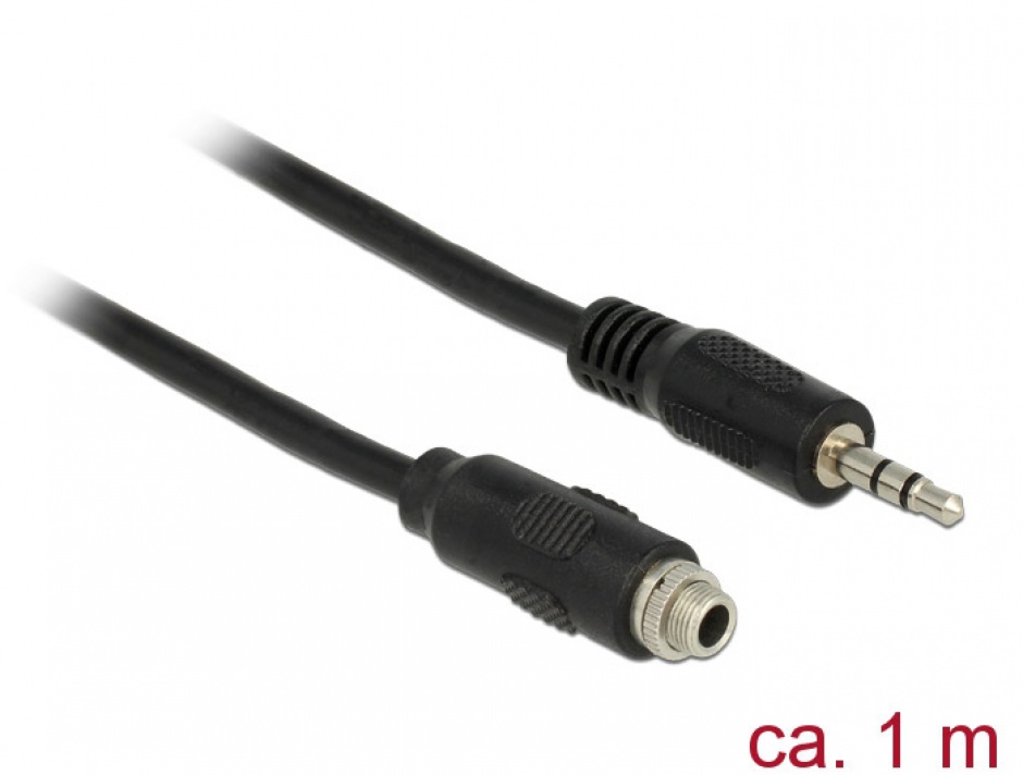 Imagine Cablu prelungitor jack stereo 3.5mm montare panou T-M 1m, Delock 85116