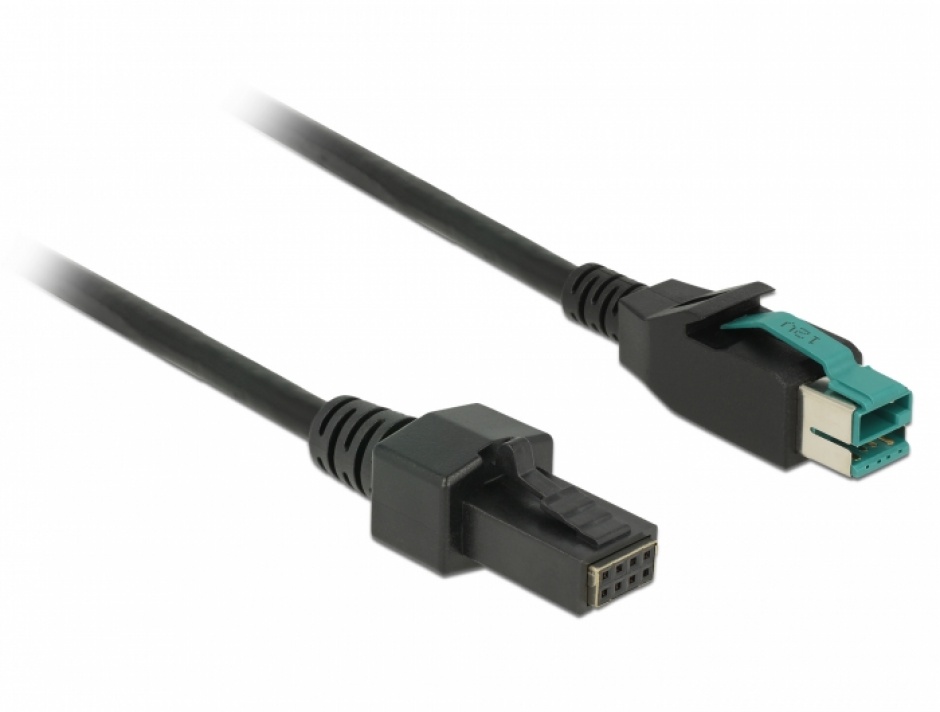 Imagine Cablu PoweredUSB 12 V la 2 x 4 pini T-T 4m pentru POS/terminale, Delock 85485
