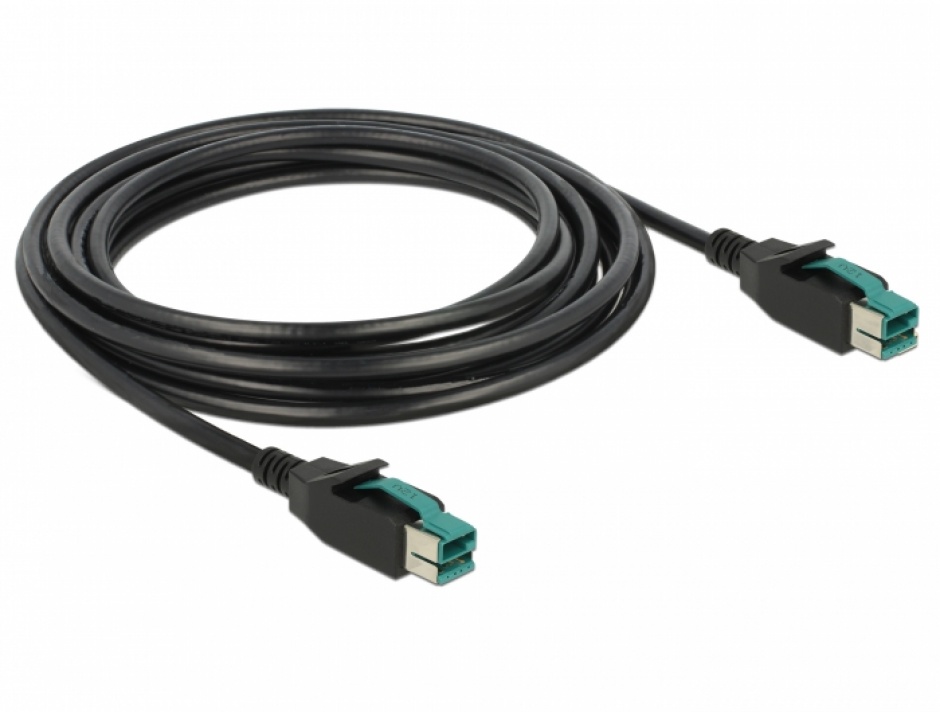 Imagine Cablu PoweredUSB 12V T-T 4m pentru POS/terminale, Delock 85495