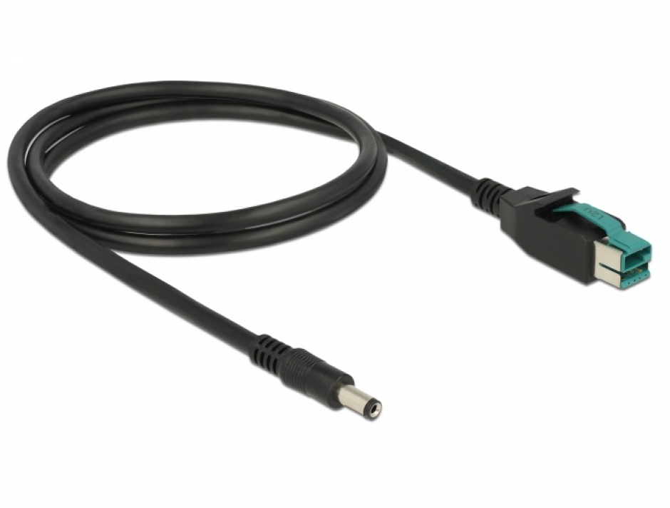 Imagine Cablu PoweredUSB 12 V la DC 5.5 x 2.1 mm 1m pentru POS/terminale, Delock 85497